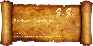 Zacher Zorán névjegykártya